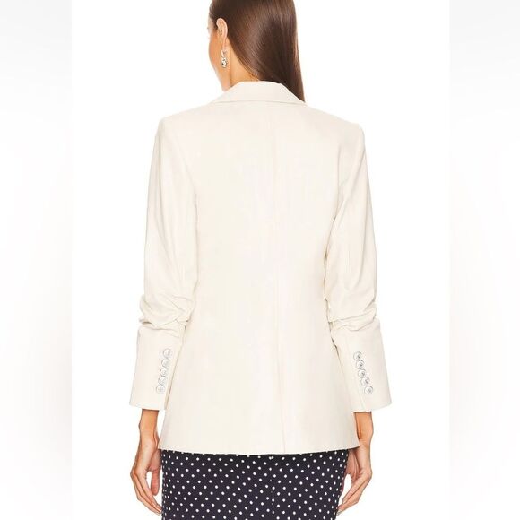 VERONICA BEARD Beacon Faux Leather Dickey Blazer in Ecru Size 8 Revolve - Picture 4 of 14